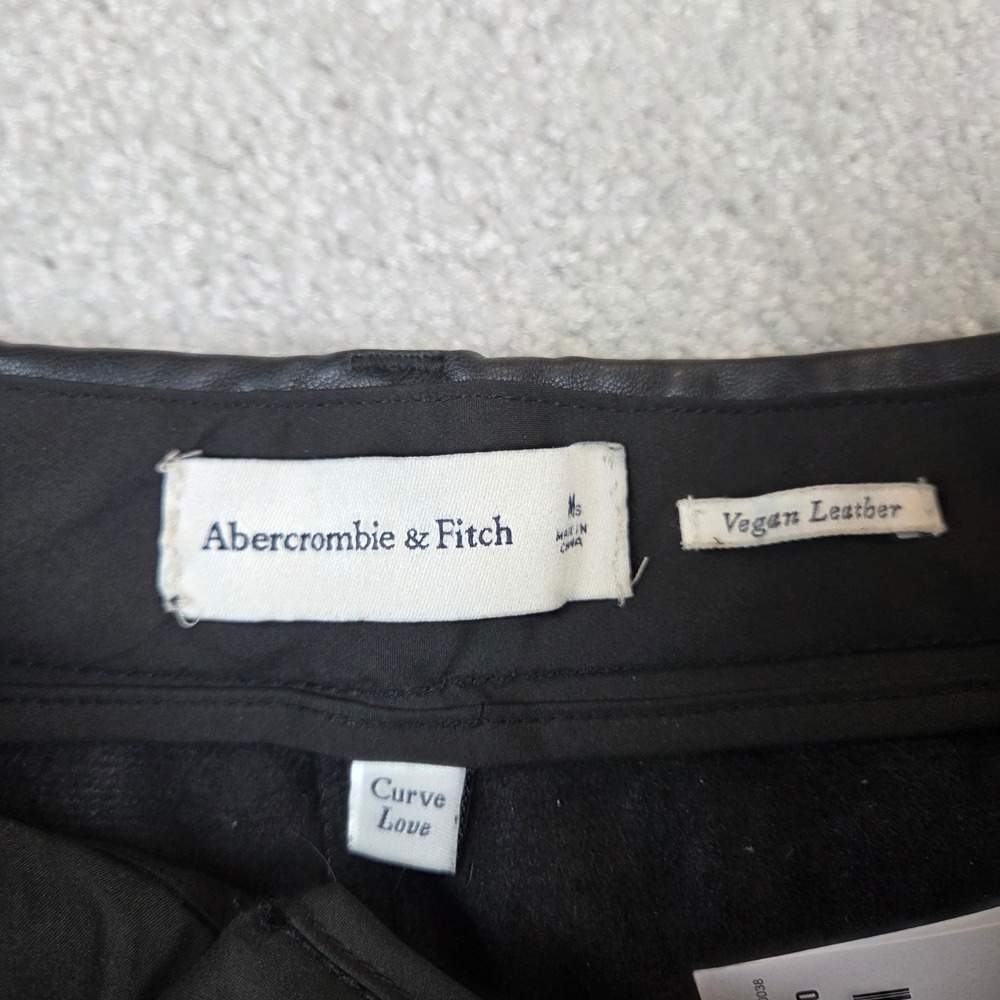 Abercrombie Fitch Curve Love‎ Vegan Leather Wide Leg Pants M Short Black - Picture 6 of 10